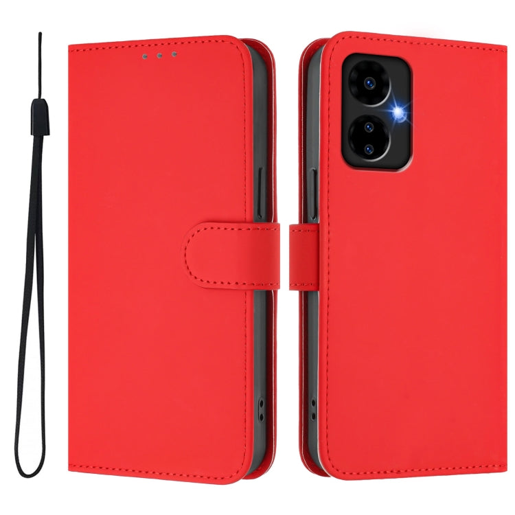 For Boost MobIle Celero 5G 2024 / 3 5G Skin Feel Solid Color Leather Phone Case with Lanyard(Red)