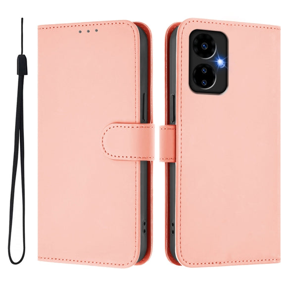 For Boost MobIle Celero 5G 2024 / 3 5G Skin Feel Solid Color Leather Phone Case with Lanyard(Pink)
