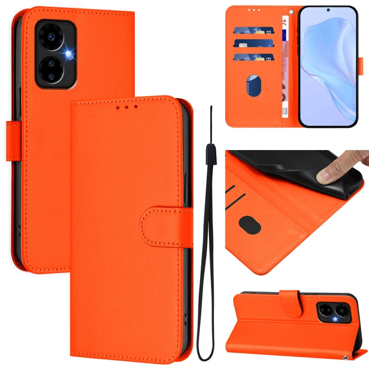 For Boost MobIle Celero 5G 2024 / 3 5G Skin Feel Solid Color Leather Phone Case with Lanyard(Orange)