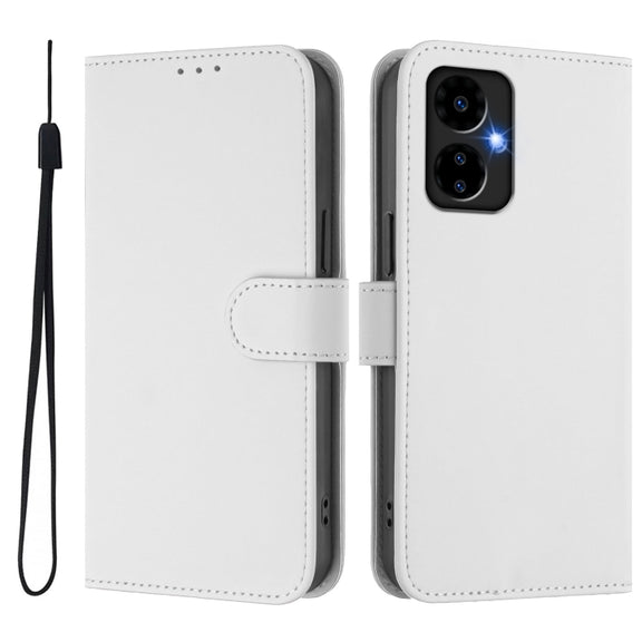 For Boost MobIle Celero 5G 2024 / 3 5G Skin Feel Solid Color Leather Phone Case with Lanyard(White)