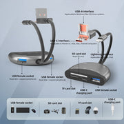 NK-1052TL Pro USB-C / Type-C, 8 Pin, USB to USB-C / Type-C, 3 x USB, TF / SD Card Multi-function Adapter(Dark Grey)