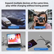 NK-1052TL Pro USB-C / Type-C, 8 Pin, USB to USB-C / Type-C, 3 x USB, TF / SD Card Multi-function Adapter(Dark Grey)