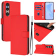 For Sony Xperia 1 VI 2024 Skin Feel Solid Color Leather Phone Case with Lanyard(Red) - Sony Cases by PMC Jewellery | Online Shopping South Africa | PMC Jewellery | Buy Now Pay Later Mobicred