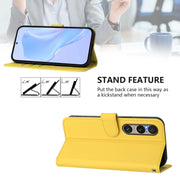 For Sony Xperia 1 VI 2024 Skin Feel Solid Color Leather Phone Case with Lanyard(Lemon Yellow)