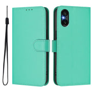 For Sony Xperia 5 VI 2024 Skin Feel Solid Color Leather Phone Case with Lanyard(Green)