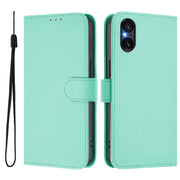 For Sony Xperia 5 VI 2024 Skin Feel Solid Color Leather Phone Case with Lanyard(Mint Green)