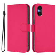 For Sony Xperia 5 VI 2024 Skin Feel Solid Color Leather Phone Case with Lanyard(Rose Red)