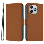 For Ulefone Note 18 Ultra Skin Feel Solid Color Leather Phone Case with Lanyard(Brown)
