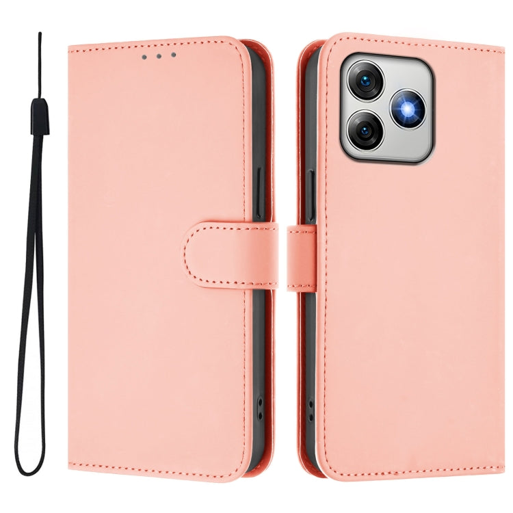 For Ulefone Note 18 Ultra Skin Feel Solid Color Leather Phone Case with Lanyard(Pink)