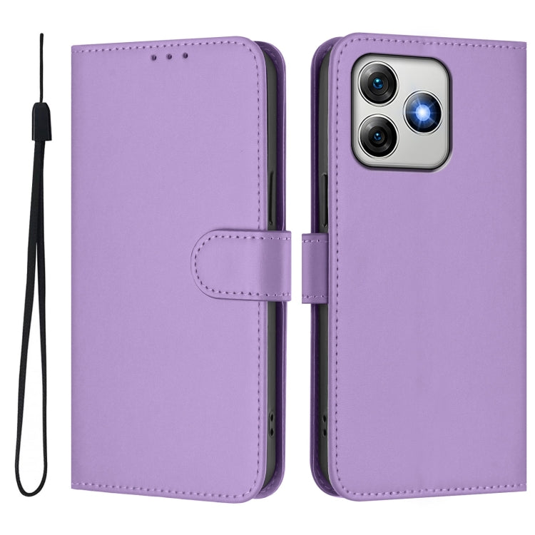 For Ulefone Note 18 Ultra Skin Feel Solid Color Leather Phone Case with Lanyard(Lavender Purple)
