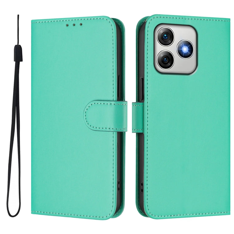 For Ulefone Note 18 Ultra Skin Feel Solid Color Leather Phone Case with Lanyard(Green)