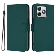 For Ulefone Note 18 Ultra Skin Feel Solid Color Leather Phone Case with Lanyard(Dark Green)