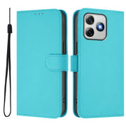For Ulefone Note 18 Ultra Skin Feel Solid Color Leather Phone Case with Lanyard(Lake Blue)