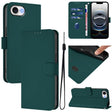 For iPhone 16e Skin Feel Solid Color Leather Phone Case with Lanyard(Dark Green) - iPhone 16e Cases by PMC TechLife | Online Shopping South Africa | PMC TechLife | Buy Now Pay Later Mobicred