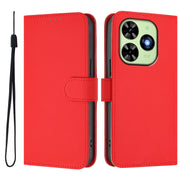 For Tecno Spark Go 2024 4G Skin Feel Solid Color Leather Phone Case with Lanyard(Red)