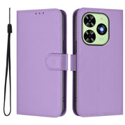 For Tecno Spark Go 2024 4G Skin Feel Solid Color Leather Phone Case with Lanyard(Lavender Purple)