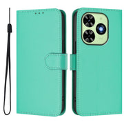 For Tecno Spark Go 2024 4G Skin Feel Solid Color Leather Phone Case with Lanyard(Green)