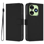 For Tecno Spark Go 2024 4G Skin Feel Solid Color Leather Phone Case with Lanyard(Black)