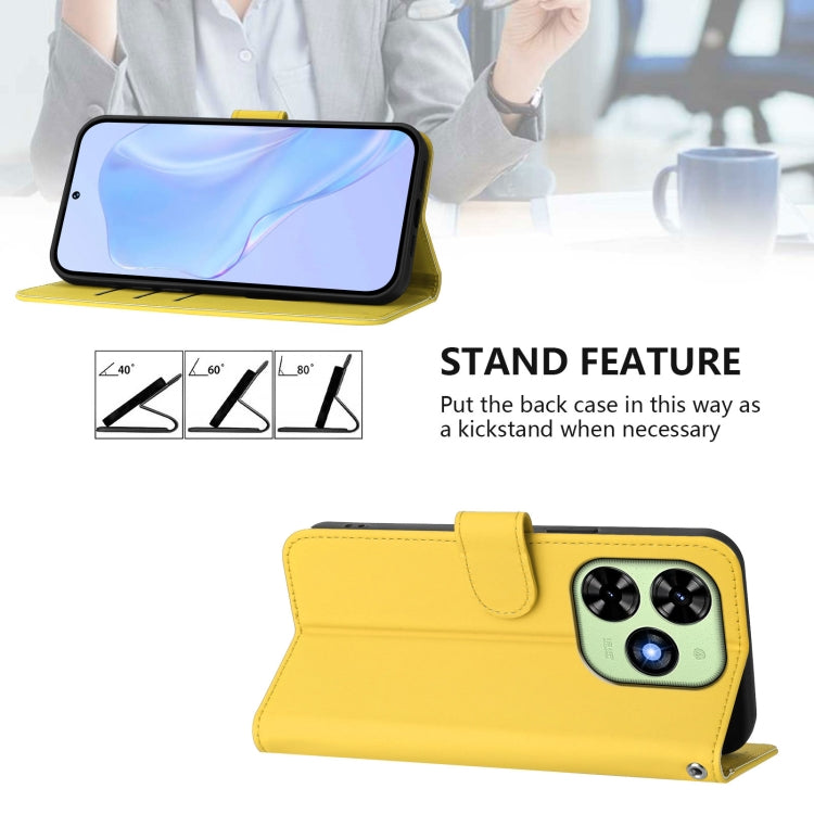 For Tecno Spark Go 2024 4G Skin Feel Solid Color Leather Phone Case with Lanyard(Lemon Yellow)