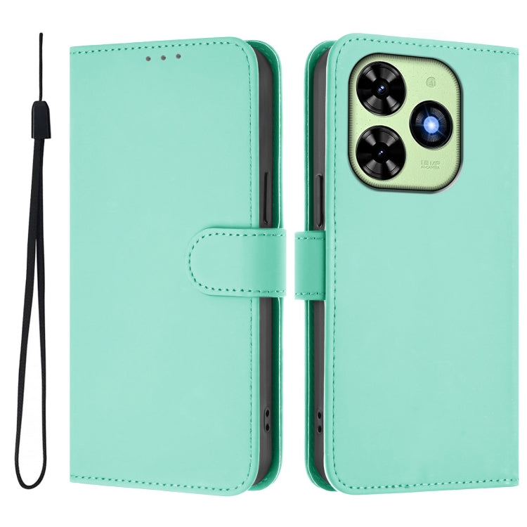 For Tecno Spark Go 2024 4G Skin Feel Solid Color Leather Phone Case with Lanyard(Mint Green)