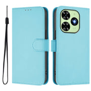 For Tecno Spark Go 2024 4G Skin Feel Solid Color Leather Phone Case with Lanyard(Sky Blue)