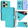 For Tecno Spark Go 2024 4G Skin Feel Solid Color Leather Phone Case with Lanyard(Lake Blue) - Tecno Cases by PMC Jewellery | Online Shopping South Africa | PMC Jewellery | Buy Now Pay Later Mobicred