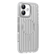 For iPhone 16 Mutural Corrugated Texture Magsafe Magnetic Shockproof Phone Case(Silver)