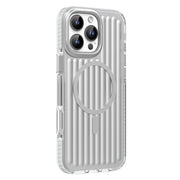 For iPhone 16 Pro Mutural Corrugated Texture Magsafe Magnetic Shockproof Phone Case(Silver)