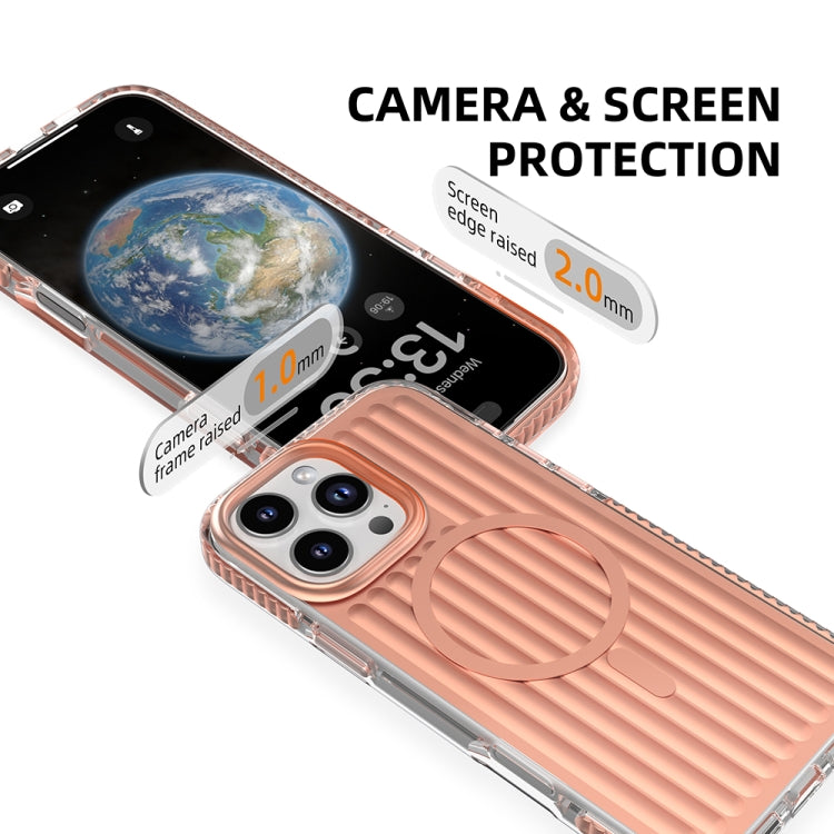 For iPhone 16 Pro Mutural Corrugated Texture Magsafe Magnetic Shockproof Phone Case(Blue)