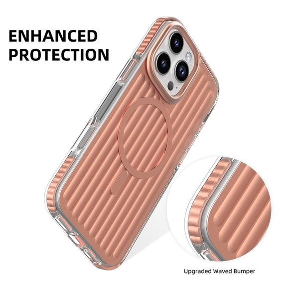 For iPhone 16 Pro Mutural Corrugated Texture Magsafe Magnetic Shockproof Phone Case(Blue)