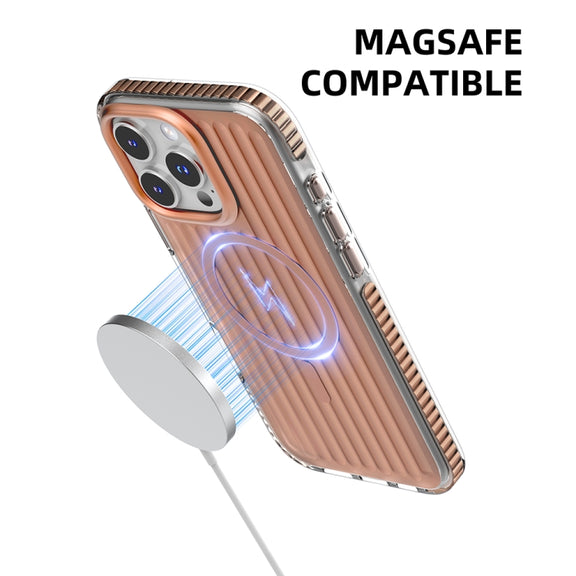 For iPhone 16 Pro Mutural Corrugated Texture Magsafe Magnetic Shockproof Phone Case(Blue)
