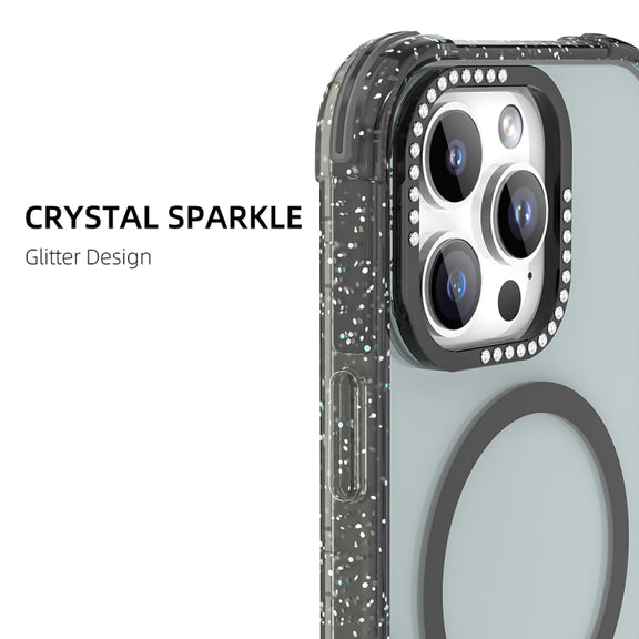 For iPhone 16 Mutural Blink Series Glitter Edge MagSafe Magnetic Phone Case(Orange)