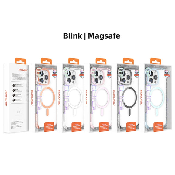 For iPhone 16 Mutural Blink Series Glitter Edge MagSafe Magnetic Phone Case(Orange)