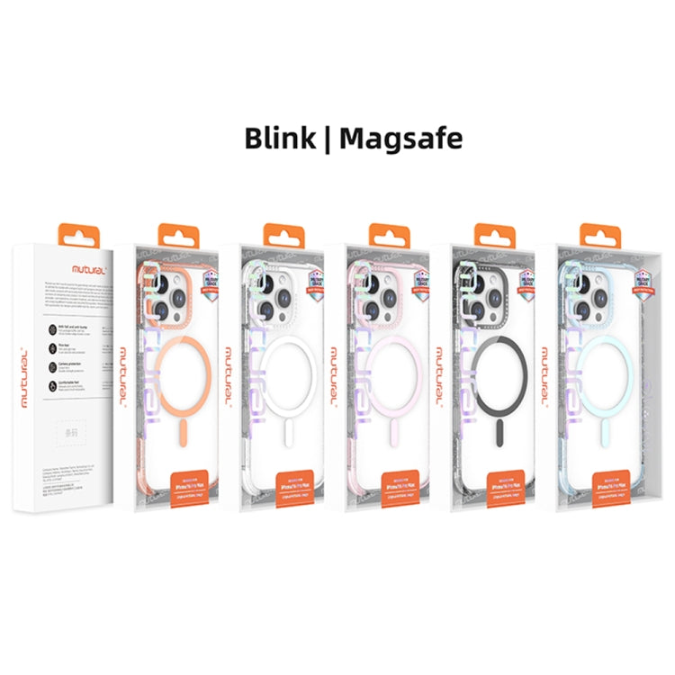 For iPhone 16 Mutural Blink Series Glitter Edge MagSafe Magnetic Phone Case(Orange)