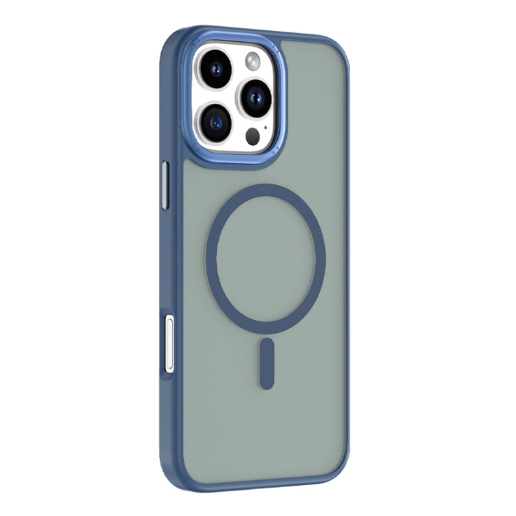 For iPhone 16 Pro Mutural Skin Feel Series Frosted MagSafe Magnetic Phone Case(Blue)