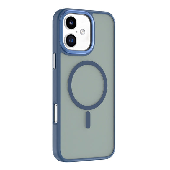 For iPhone 16 Mutural Skin Feel Series Frosted MagSafe Magnetic Phone Case(Blue)