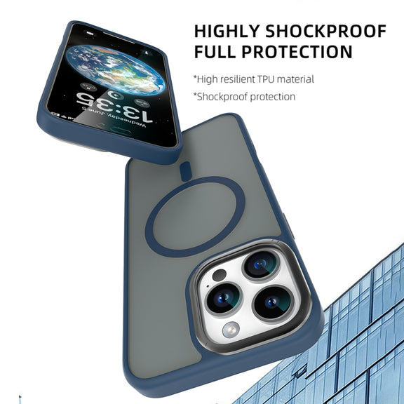 For iPhone 16 Pro Max Mutural Skin Feel Series Frosted MagSafe Magnetic Phone Case(Blue)