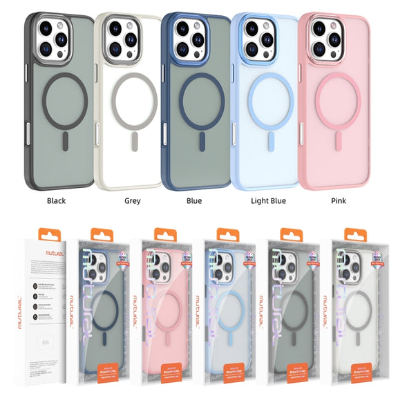For iPhone 16 Pro Mutural Skin Feel Series Frosted MagSafe Magnetic Phone Case(Blue)