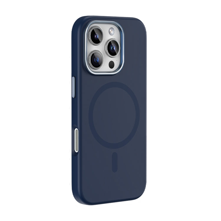 For iPhone 16 Pro Max Mutural Karen Series Liquid Silicone MagSafe Magnetic Phone Case(Navy Blue)
