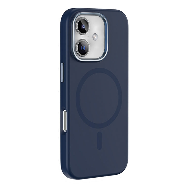 For iPhone 16 Mutural Karen Series Liquid Silicone MagSafe Magnetic Phone Case(Navy Blue)