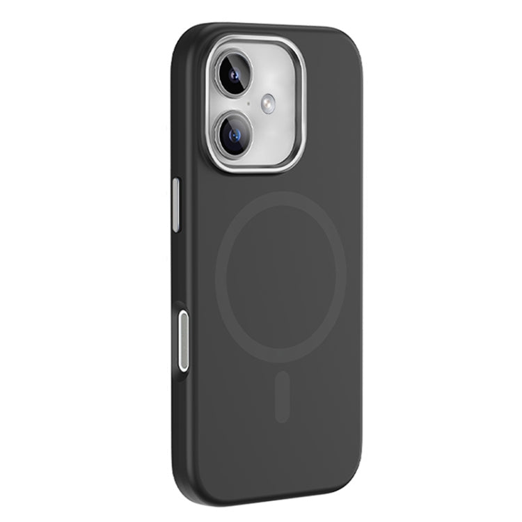 For iPhone 16 Mutural Karen Series Liquid Silicone MagSafe Magnetic Phone Case(Black)