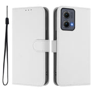 For Motorola Edge 5G 2024 Skin Feel Solid Color Leather Phone Case with Lanyard(White)