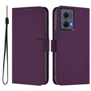 For Motorola Edge 5G 2024 Skin Feel Solid Color Leather Phone Case with Lanyard(Violet)