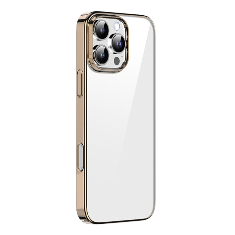 For iPhone 16 Pro Mutural Jiantou Series Electroplating Hybrid PC Phone Case(Mocha Gold)