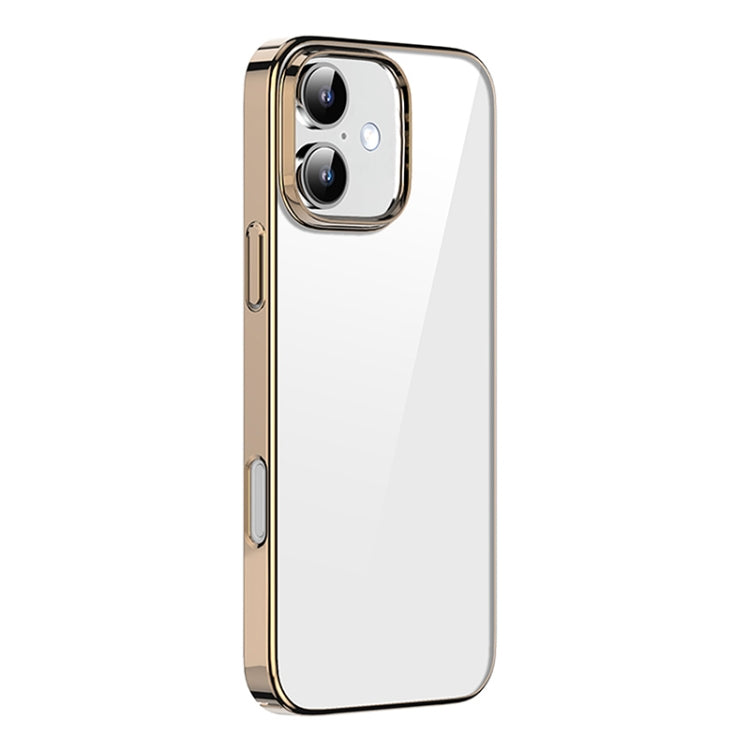 For iPhone 16 Mutural Jiantou Series Electroplating Hybrid PC Phone Case(Mocha Gold)
