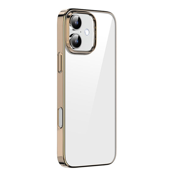 For iPhone 16 Mutural Jiantou Series Electroplating Hybrid PC Phone Case(Mocha Gold)