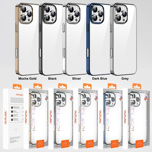 For iPhone 16 Mutural Jiantou Series Electroplating Hybrid PC Phone Case(Grey)