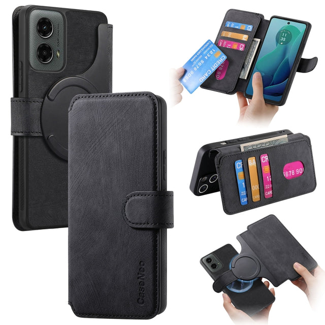 For Motorola Moto G 5G 2024 CaseNeo MagSafe RFID Anti-theft Retro Leather Phone Case(Black)