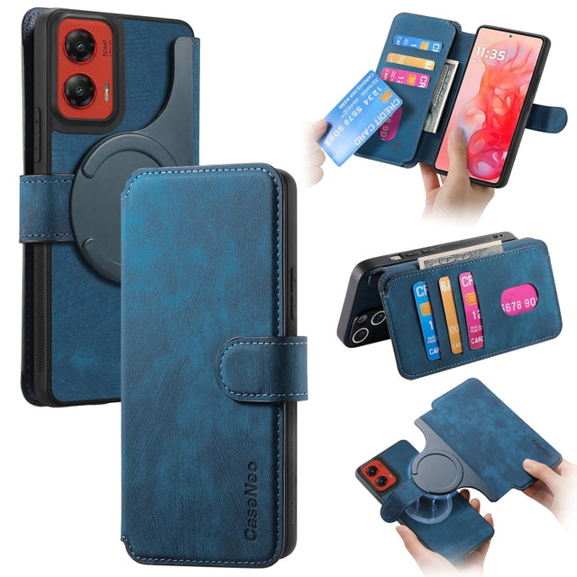 For Motorola Moto G Stylus 5G 2024 CaseNeo MagSafe RFID Anti-theft Retro Leather Phone Case(Blue)