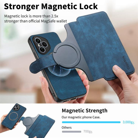 For Honor 400 Pro Global 160.8mm CaseNeo MagSafe RFID Anti-theft Retro Leather Phone Case(Blue)